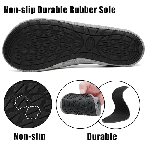 SAGUARO Hausschuhe Damen Herren Pantoffeln Leicht Atmungsaktiv Hüttenschuhe Rutschfest Geschlossene Sockenschuhe Home Flache Slippers, Grau 42/43EU