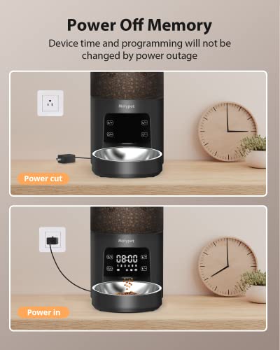 Molypet Automatic Cat Feeders With Timer - 4L Cat Food Dispenser Of 6 Meals With 10S Voice Recorder And Desiccant Bag, Support Dual Power For Cats And Dogs #TOP5