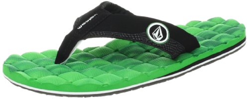 Image of Volcom Men's Recliner Sandals - Water-Friendly Flip Flops with Recliner Comfort Foam Footbed, Black Combo, 10