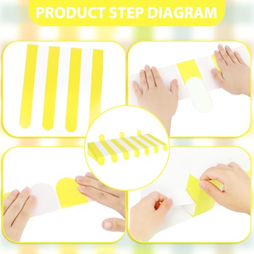 Image of 2 Piece Circus Awning Decoration 3D Carnival Tent Awning Wall Decorations for Circus Theme Party, Carnival Stand, Party Favors Supplies (Yellow and White)