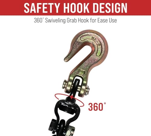 Image of Mytee Products (8 Pack) 3 /8 inch - 1 /2 inchEasy Ratchet Chain Binder with Grab Hooks & 6000 lbs WLL - Heavy Duty Tie Down Ratchet Load Binder for Flatbed Trailers & Trucks