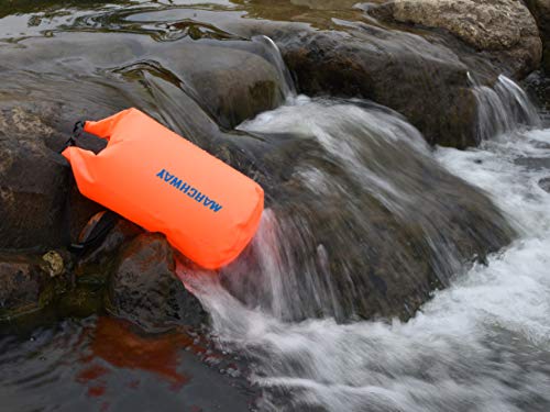 Marchway Floating Waterproof Dry Bag 5L/10L/20L/30L, Roll Top Sack Keeps Gear Dry For Kayaking, Rafting, Boating, Swimming, Camping, Hiking, Beach, Fishing (Orange, 5L) #TOP5