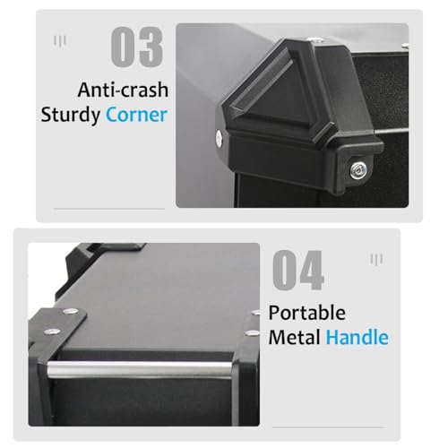 Top case moto aluminium noir 36L robuste et étanche avec serrure