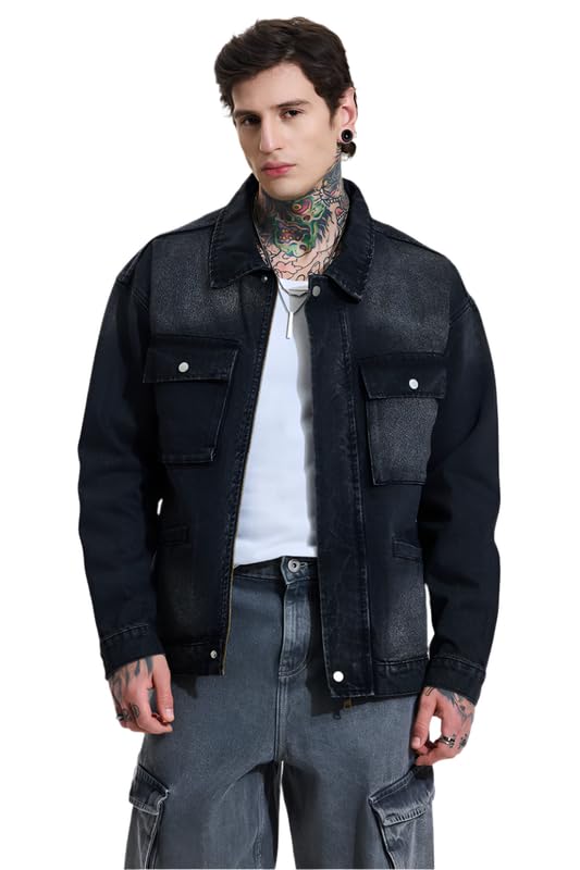 snitch Men Casual Jacket | Relaxed Fit Full Sleeve Classic Collar Solid Design With Faded Wash Effect | Premium Cotton Blend & Durable Fabric For Everyday Wear-picture-20
