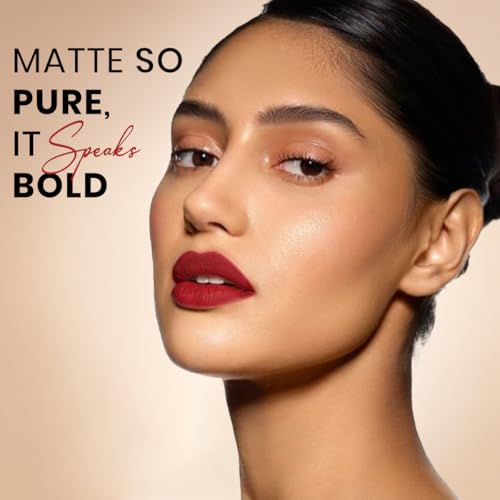 Image of INSIGHT Pure Matte Lipstick - First Text| High Pigment, Long Lasting Smooth Matte Finish | Enriched with Vitamin E & Coconut Oil - 3.3 g