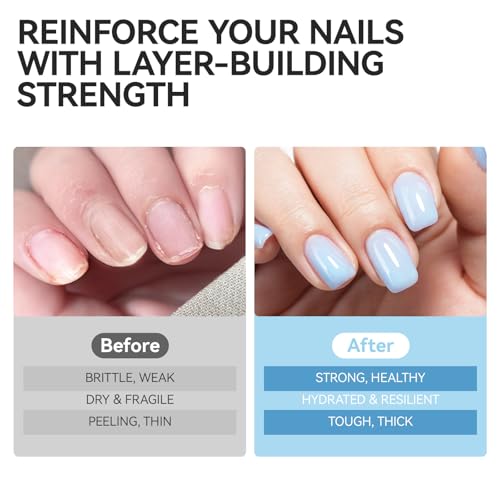 Nail Repair Strengthener for Thin Nails: Gelike EC 6 in 1 Natural Nail Protein Hardener Extra Strong and Growth - Long Lasting and Fast Dry for Damaged Weak Splitting Break Treatment(Blue 15ml)