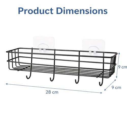 Image of DecorTwist Bathroom Shelf Without Drill | Self Adhesive Wall Organizer | Rust-Proof Metal | Waterproof Rack for Shampoo Soap Toiletries | Kitchen Laundry Storage | 28x9x9 cm (Pack of 1)