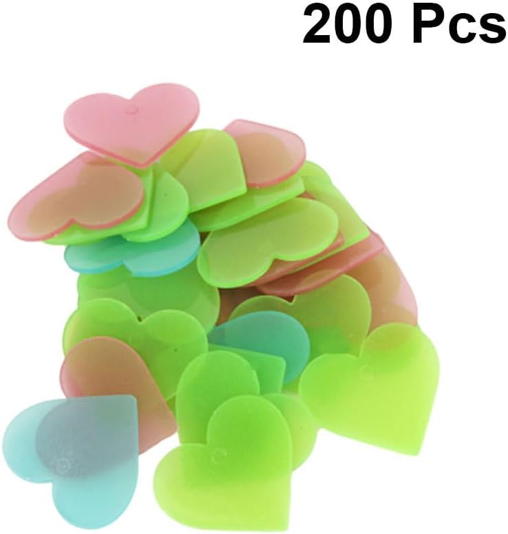 Hemoton 200Pcs Glow in the Dark Heart Stickers Luminous Love Wall Stickers for Kids Bedroom Nursery Ceiling Wall Decor Easy to Apply Removable