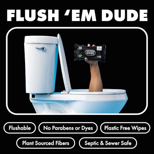 Image of DUDE Wipes Odor Destroyer Flushable Wipes - Extra-Large Adult Wet-Wipes - Deodorizing, Lightly Scented, Controls Odor for up to 24 Hours - Septic and Sewer Safe, 48 Count (Pack of 12)