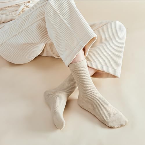 J-BOX 10 pairs Crew Socks for Women Knit Ribbed Cotton Socks Running Athletic3
