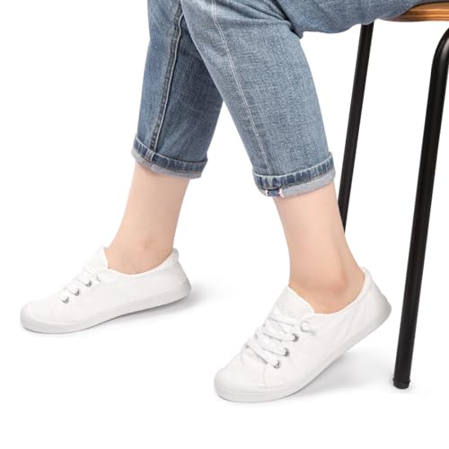 Image of Womens Slip On Shoes, Canvas Low Top Sneakers, Casual Classic Flat Shoes | Comfort Fashion Sneaker with Non Slip Rubber Outsole, Lightweight Tennis Shoes for Walking, Shopping, Picnic, Travel