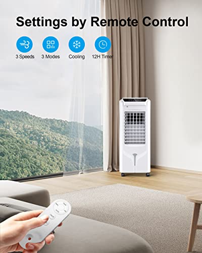 Uthfy Evaporative Air Cooler, 32" Swamp Cooler With 4.2 Gallons Water Tank, Remote Control, 90° Oscillation Cooling Fan With 3 Speeds, 12H Timer, 3 In 1 Tower Fan Thats Blow Cold Air For Home, Office #TOP3