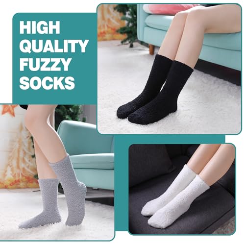 POEATEZO Womens Fuzzy Socks Cozy Fluffy Winter Cabin Slipper Warm Soft Microfiber Plush Home Sleeping Socks4