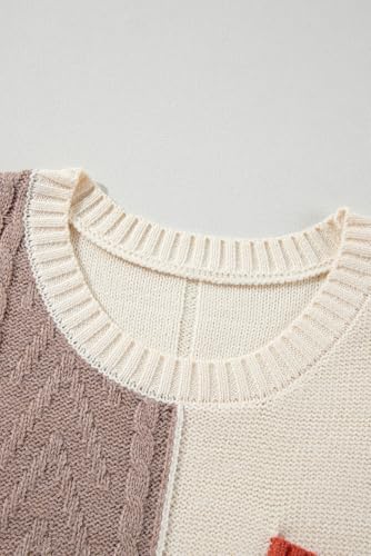 Women's Round Neck Textured Knit Sweater Pullover Casual Long Sleeve Tops Winter Fashion Loose Fit Knitwear4