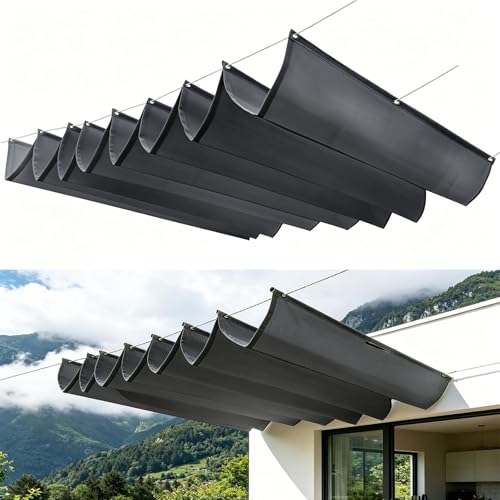 Voile ombrage rétractable store ondulé sur mesure 155x370 - 2