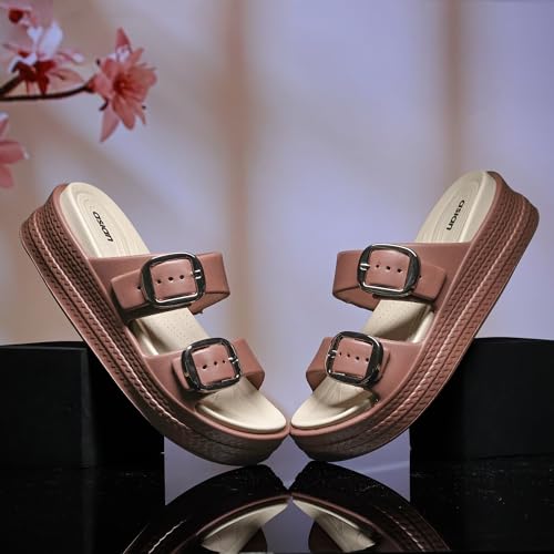 Image of ASIAN Femina-18 Women's Slippers with Elegant Double-Buckle Design, Soft Cushioned Footbed, Chunky Anti-Slip Sole, Lightweight Build, Perfect for Daily Use, Travel and Stylish Comfort