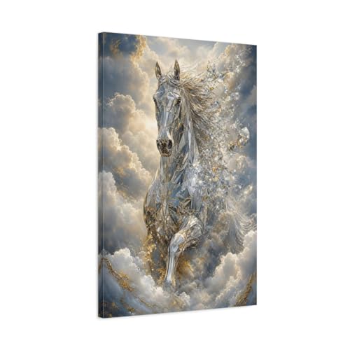Tableau cheval diamant toile 50x75 cm décoration salon moderne