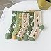 MarJunSep Cute Floral Crew Socks for Women Teen Girls Flower Cottagecore Frilly Vintage Fancy Cotton Socks Green Socks