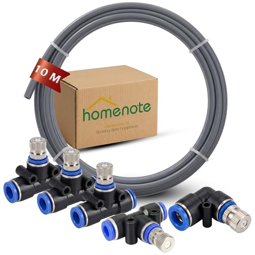 Image of Homenote 10Mtr Hose Pipe & 5pcs 6mm Mist Nozzle with Tee Connector Suitable for DIY Sanitization Tunnel Fogger Sprayer Watering Irrigation Fogging Cooling Mist Kit Sprinkler | Grey
