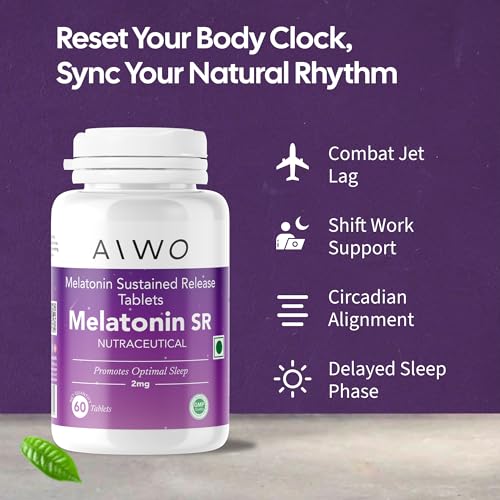Image of AIWO Melatonin SR 2mg - 60 Tablets for Better Sleep | Wake Up Refreshed, Relaxed & Energized | Supports Healthy Sleeping Patterns | Promotes Restful Nights | Helps Maintain a Balanced Sleep Cycle as Part of a Daily Wellness Routine