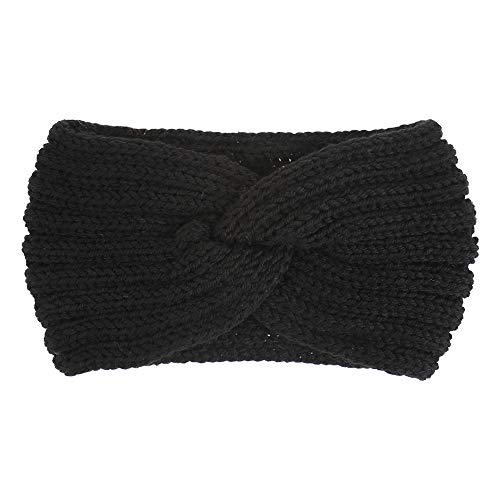 Norhogo Bandeau d'hiver tricoté avec bandeau élastique noir, cache-oreilles pour femme - Alternative au bandeau pour cheveux Cover