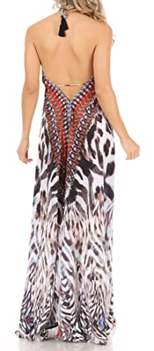 Image of Sakkas Lizi Womens Maxi High-Low Halter Handkerchief Long Dress Beach Party