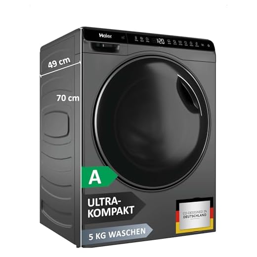 Haier Mini-Waschmaschine 5kg I Ultra-kompakt I 51cm Breite, 70cm Höhe I Mit A-Effizienz, 1.200 U/Min. & Inverter-Motor I Automatik- und Expressprogramm, Mengenautomatik I HW50-BP12307GU1