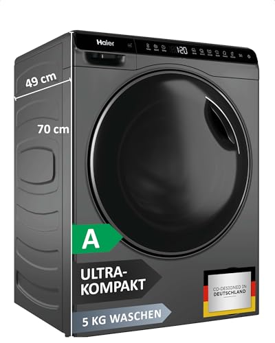 Haier Mini-Waschmaschine 5kg I Ultra-kompakt I 51cm Breite, 70cm Höhe I Mit A-Effizienz, 1.200...