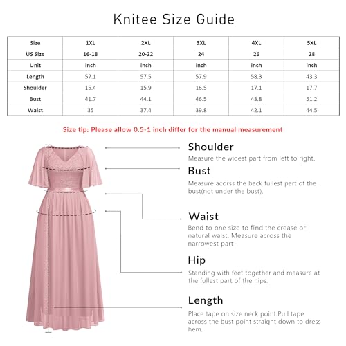 Knitee Women'S Plus Size Half Sleeves Cape Dress Lace Chiffon V Neck Evening Party Maxi Dress A-Wine thumb #6