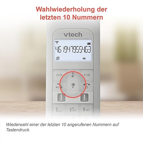 VTech LS1350 Retro-Design Telefon Schnurlos DECT Schnurlostelefon mit digitalem Anrufbeantworter, Anrufsperre, Freisprecheinrichtung und Wahlwiederholung, hintergrundbeleuchtetem Display und Tastatur