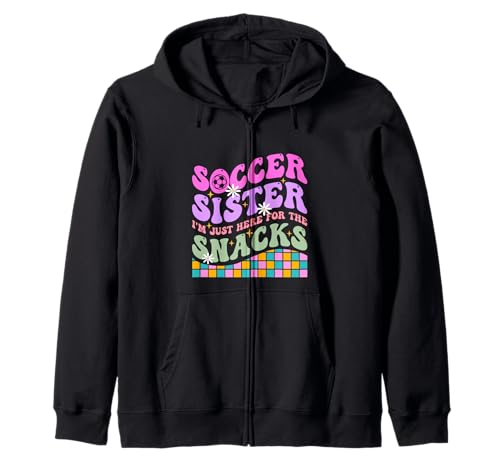 Groovy Soccer Sister I'm Just Here For The Snacks Chicas Niños Sudadera con Capucha