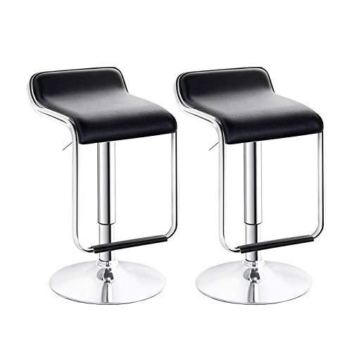 Huracan 2X Taburetes de Bar Cuero Sintético Taburetes Altos de Cocina con Respaldo Silla de Bar con Estructura Cromada Giratorias de 360 Grados (Negro)