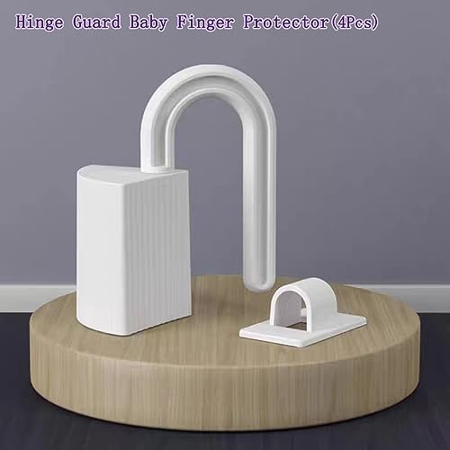 4 Set Door Hinge Guard for Baby\'s Fingers, Safe Finger Protector for Door Stay Open, Baby Proofing Catch Door Stopper, Anti-Pinch Door Locks Guard for Children Kids (White) - Thumbnail 7