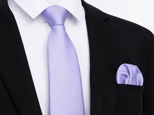 Image of Enlision Ties for Men Plaid Stripe Tie Handkerchief Woven Classic Formal Necktie Pocket Square Clip Set