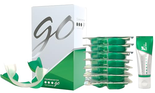 Opalescence GO 15 Whitening Bundle - (7 Treatments) Hydrogen Peroxide Prefilled Teeth Whitening Trays and Travel Original Whitening Toothpaste 1 Oz - Mint Flavor - 6238-1