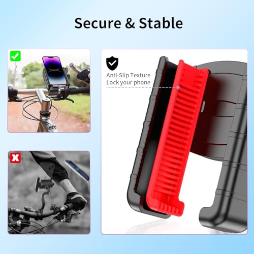 Image of Motorcycle /Bike Phone Mount, 360 Rotating Shockproof Handlebar Holder - Camera-Friendly Design for iPhone & Android (4.5-7.0 - Fits Electric Scooters, Dirt Bikes, Mountain Bikes
