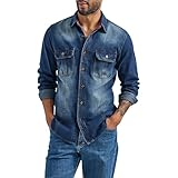 Generisch Jeansjacke Herren Used Look Jacke Gerissene Löcher Jeans Jacken Lange Ärmel Knopfleiste Kleidung Trucker Jackett Jeansmantel mit Zerrissenen Löchern Lässiges Modisch Oberbekleidung