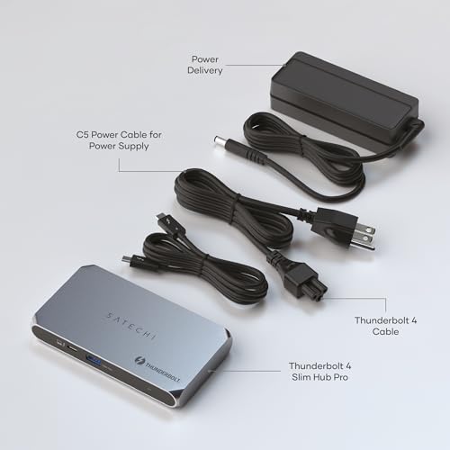 Image of Satechi Thunderbolt 4 Dock Slim Hub Pro, USB C 100W Charging, Single 8K or Dual 4K Display, 4 Thunderbolt 4 Ports, USB 3.2 Gen2, for Mac /Windows, MacBook Air /Pro, Dell, Surface, Lenovo