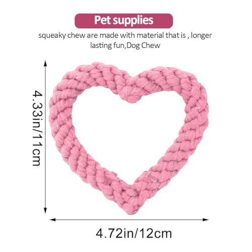 OUDQFCJ 2 Stück Robustes Kauspielzeug für Welpen, Interaktives Hundespielzeug, für Zahnreinigung, Hundespielzeug Herzform, Puppy Seil Spielzeug Geflochtene, für Kleine Mittelgroßen Hund