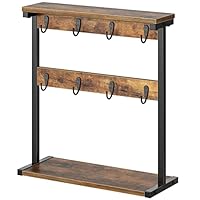 YATINEY Coffee Mug Holder Stand, Countertop Mug Tree Holder Rack, Mug Storage with Hooks and Open Shelves, Freestanding Storage Rack for Kitchen, Rustic Brown and Black XMH43BR