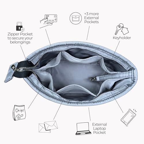 Divitize Premium Purse Organizer compatible with Mini Anjou Bag Organizer Insert, Waterproof Nylon Luxury Fabric, Perfect Fit Oval Shaped with Silver Zipper (For Mini Anjou, Orange)