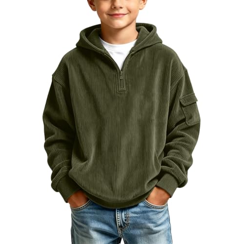 Oversized Sweatshirt Corduroy Half Zip Hooded Sweatshirts For Kids - image 2