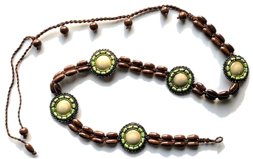 Ceinture artisanale en porcelaine ivoire et marron, poésie d'art