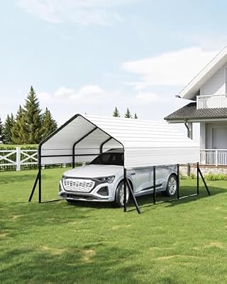 Garvee 10'x15' Metal Carport, Heavy Duty Car Ports Kit All-Weather for Pickup Trucks, Boats, RVs, Tractors, Reinforced Frame with Anchors