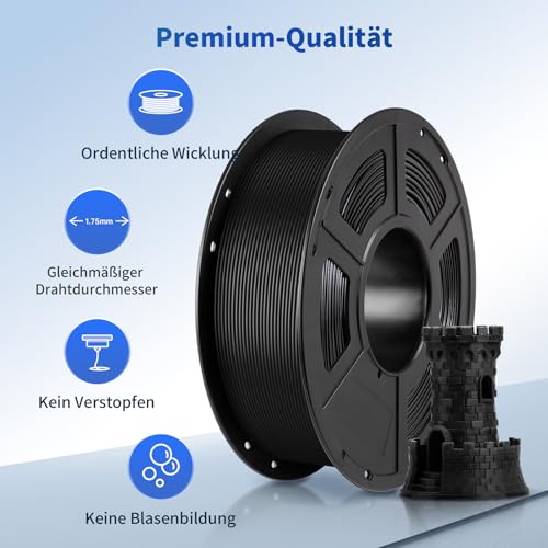 ANYCUBIC Filament 1.75 PLA Schwarz, 1kg 3D Drucker Filament PLA, Filament 3d Druckmaterialien, Vakuumverpackung, Intelligente Identifikation – Bild 4