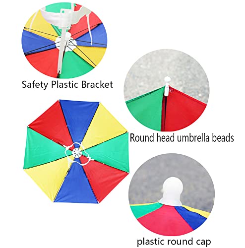 Springen 3 Pack Umbrella Hat With Elastic Band, Rainbow Waterproof Fishing Umbrella Hat For Adults Kids Women Men - 20In #TOP5