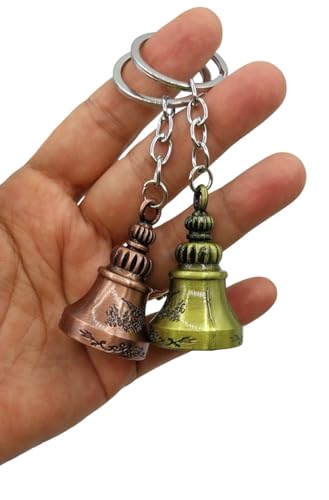 Image of Classic Antique Tibetan Temple Bell Shaped Keyring for Gift Gaurdian bell for Car Bike Bags Metal Key ring Key Chain Bag Charm Gift