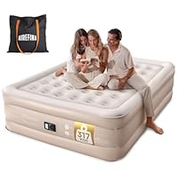 Airefina Inflatable Mattress, King Size Airbed with Built-in Electric Pump, Blow Up Mattress in Fast Self-inflating with Flocked Surface, Guest Air Bed for Family Use or Camping - 203x152x46CM