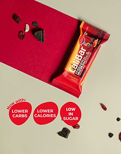 Image of CaliBar 10g Protein Bar - Berry Almond Crispy Bar (Pack of 6) Real Bits of Cranberry & Blackcurrant, Low In Sugar, Sweetened With Honey, Gluten-Free, 4g Fiber, No Preservatives , No Palm oil (40g x 6 Bars)