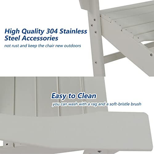 Pizato Modern Adirondack Chair, Hdpe Material Weather Resistant Not Fade & Crack Composite Adirondack Chairs Fire Pit Chairs For Backyard Garden Lawn Porch, White #TOP3